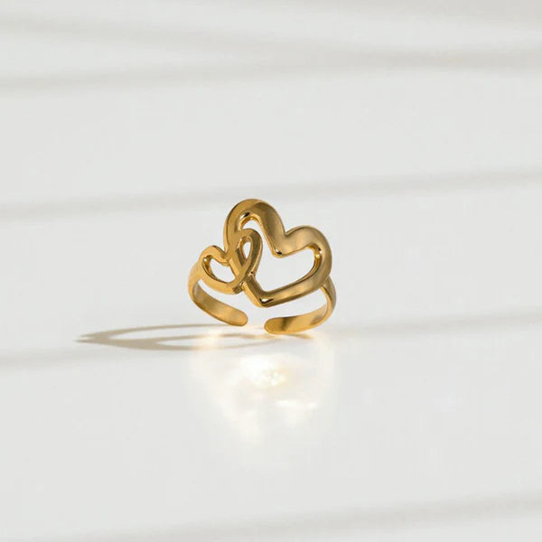 Golden Embrace Heart Ring